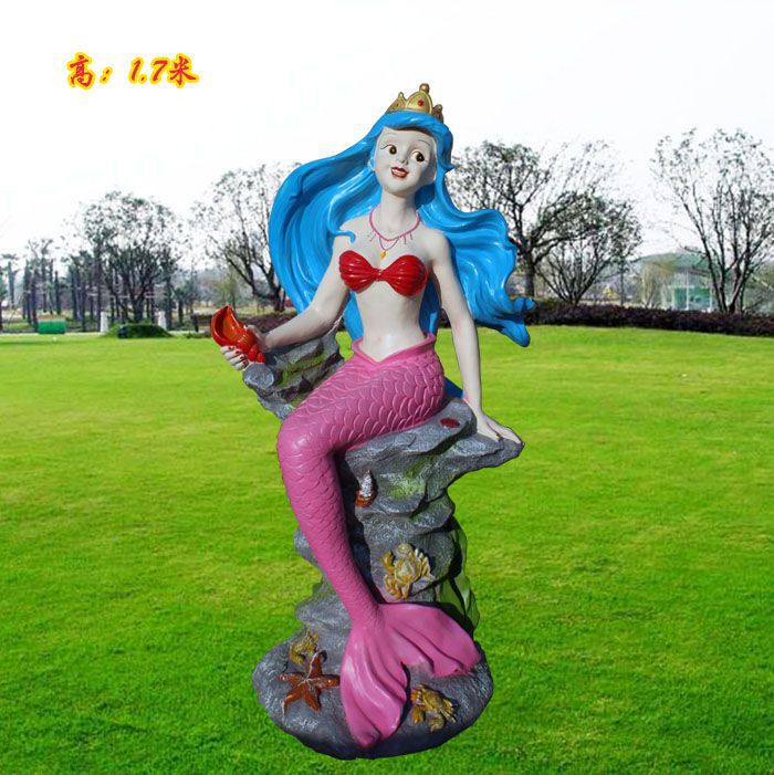 彩绘美人鱼雕塑 大型城市雕塑 商业街摆件 彩绘美人鱼雕塑 大型城市雕塑 商业街摆件